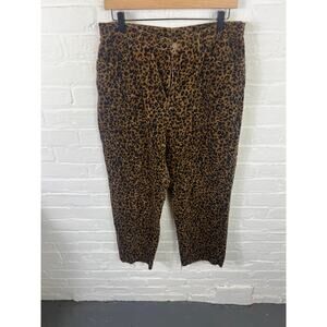 Jones New York Women's Straight Leg Leopard Print Stretch Pants Brown Size 14